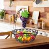 Simple Houseware Fruit Basket Bowl with Banana Tree Hanger, Chrome Finish(Bronze)