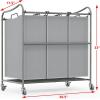 Simple Houseware Heavy-Duty 3-Bag Laundry Sorter Cart, Silver(Silver)