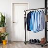 Simple Houseware Industrial Style Garment Rack with Wheels and Hooks, Black