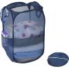 Simple Houseware Mesh Pop-Up Laundry Hamper Basket with Side Pocket, Black – 2 Pack(Dark Blue)