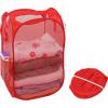 Simple Houseware Mesh Pop-Up Laundry Hamper Basket with Side Pocket, Black – 2 Pack(Red)