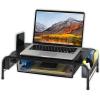 Simple Houseware Metal Desk Monitor Stand Riser with Organizer Drawer, Black(Black)