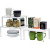 Simple Houseware Metal Top Expandable Stackable Kitchen Cabinet and Counter Shelf Organizer, Bronze(White)