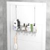 Simple Houseware Over The Door 11 Hook Organizer Rack with Basket Storage, Chrome(Single Basket)