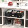 Simple Houseware Plastic Stackable Storage Basket Pantry Organizer, 6 Pack, 14.5″ x 8.5″ x 3.5″, White(Black)