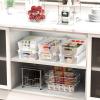 Simple Houseware Plastic Stackable Storage Basket Pantry Organizer, 6 Pack, 14.5″ x 8.5″ x 3.5″, White(Clear)