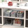 Simple Houseware Plastic Stackable Storage Basket Pantry Organizer, 6 Pack, 14.5″ x 8.5″ x 3.5″, White(Grey)
