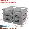 Simple Houseware Plastic Stackable Storage Basket Pantry Organizer, 6 Pack, 14.5″ x 8.5″ x 3.5″, White(Grey)