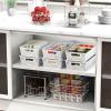 Simple Houseware Plastic Stackable Storage Basket Pantry Organizer, 6 Pack, 14.5″ x 8.5″ x 3.5″, White(White)