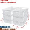Simple Houseware Plastic Stackable Storage Basket Pantry Organizer, 6 Pack, 14.5″ x 8.5″ x 3.5″, White(White)