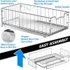 Simple Houseware Pull-Out Cabinet Sliding Basket Organizer, 17.2″ D x 9.7″ W x 5″ H – White, Ideal for Kitchen and Bathroom Cabinet Storage, Under Sink or Pantry Organization(Chrome)