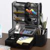 Simple Houseware SHW 6-Compartment Desktop Organizer with Drawer, Black