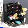 Simple Houseware SHW 6-Compartment Desktop Organizer with Drawer, Black
