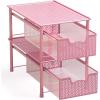 Simple Houseware Stackable Cabinet Basket Drawer Organizer, Silver(Pink)