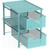 Simple Houseware Stackable Cabinet Basket Drawer Organizer, Silver(Turquoise)