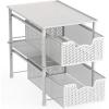 Simple Houseware Stackable Cabinet Basket Drawer Organizer, Silver(White)