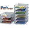 Simple Houseware Stackable Desk File Document Letter Tray Organizer, 3 Packs, Black(Silver)
