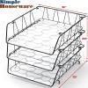 Simple Houseware Stackable Desk File Document Letter Tray with Liner, Wire Grid, 3 Packs, Black(Black)