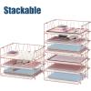 Simple Houseware Stackable Desk File Document Letter Tray with Liner, Wire Grid, 3 Packs, Black(Rose Gold)