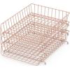 Simple Houseware Stackable Desk File Document Letter Tray with Liner, Wire Grid, 3 Packs, Black(Rose Pink)