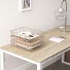 Simple Houseware Stackable Desk File Document Letter Tray with Liner, Wire Grid, 3 Packs, Black(Rose Pink)
