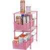 Simple Houseware Stackable Under Sink Cabinet Sliding Basket Organizer Drawer, White(Pink)