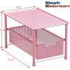 Simple Houseware Stackable Under Sink Cabinet Sliding Basket Organizer Drawer, White(Pink)