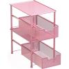 Simple Houseware Stackable Under Sink Cabinet Sliding Basket Organizer Drawer, White(Pink)
