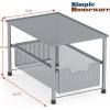 Simple Houseware Stackable Under Sink Cabinet Sliding Basket Organizer Drawer, White(Silver)