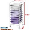 Simple Houseware Utility Cart with 10 Drawers Rolling Storage Art Craft Organizer, Chrome(Purple)