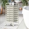 Simple Houseware Utility Cart with 10 Drawers Rolling Storage Art Craft Organizer, Chrome(White)