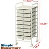 Simple Houseware Utility Cart with 10 Drawers Rolling Storage Art Craft Organizer, Chrome(White)