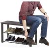 Simple Houseware Wood Top Shoe Storage Bench for Entryway, Rustic Brown(Dark Brown)