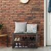 Simple Houseware Wood Top Shoe Storage Bench for Entryway, Rustic Brown(Dark Brown)