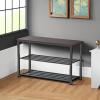 Simple Houseware Wood Top Shoe Storage Bench for Entryway, Rustic Brown(Dark Brown)