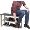 Simple Houseware Wood Top Shoe Storage Bench for Entryway, Rustic Brown(Grey)