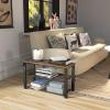 Simple Houseware Wood Top Shoe Storage Bench for Entryway, Rustic Brown(Rustic Brown)