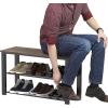 Simple Houseware Wood Top Shoe Storage Bench for Entryway, Rustic Brown(Rustic Brown)