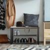 Simple Houseware Wood Top Shoe Storage Bench for Entryway, Rustic Brown(Rustic Brown)