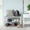 Simple Houseware Wood Top Shoe Storage Bench for Entryway, Rustic Brown(White)
