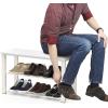 Simple Houseware Wood Top Shoe Storage Bench for Entryway, Rustic Brown(White)