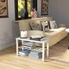 Simple Houseware Wood Top Shoe Storage Bench for Entryway, Rustic Brown(White)