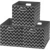SIMPLE HOUSEWARE 11-Inch Collapsible Fabric Cube Storage Bin with Handles, Printed Design, 6 Pack, Blue(Black)
