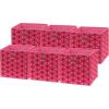 SIMPLE HOUSEWARE 11-Inch Collapsible Fabric Cube Storage Bin with Handles, Printed Design, 6 Pack, Blue(Pink)