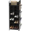 SIMPLE HOUSEWARE 16 Cube Shoe Stand Tower Rack 8 Tier with Top Shelf and Side Hanging Pockets, Gray(Black)