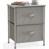 SIMPLE HOUSEWARE 2 Tier Night Stands Dresser for Bedroom Organizer Drawer Storage Tower, Brown(Grey)