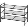 SIMPLE HOUSEWARE 3-Tier Stackable Mesh Shoe Rack, Silver(Black)