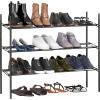 SIMPLE HOUSEWARE 4-Tier Expandable Shoe Racks with Shelves for 16 Pairs of Shoes, Black(3-Tier)