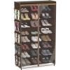 SIMPLE HOUSEWARE 8 Tiers Shoe Rack with Zipper Cover | Side Hanging Pockets, Brown(Brown)