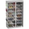 SIMPLE HOUSEWARE 8 Tiers Shoe Rack with Zipper Cover | Side Hanging Pockets, Brown(Grey)